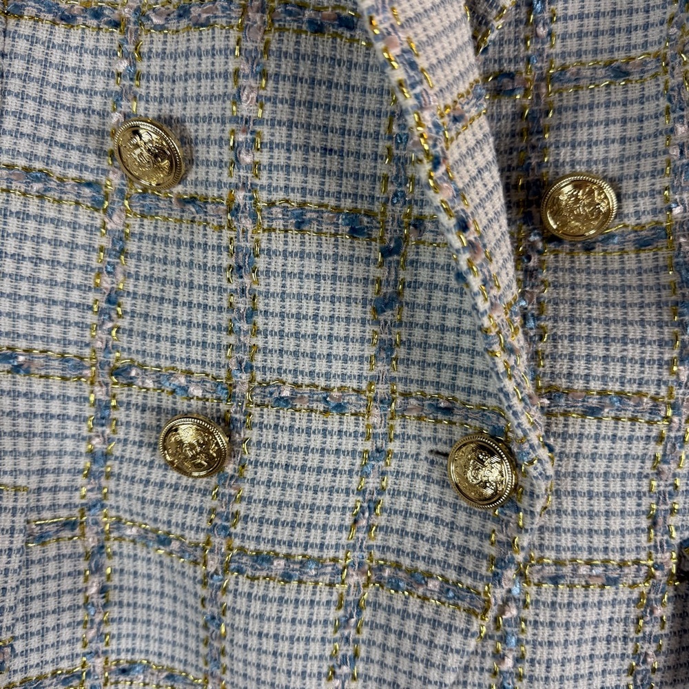 Rachel Zoe tweed blazer size: XL white and blue color With Gold Button - Picture 5 of 13
